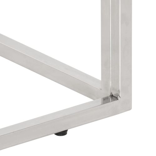 Table Console - Table D'entrée Argenté Acier Inoxydable Et Bois Massif D'acacia