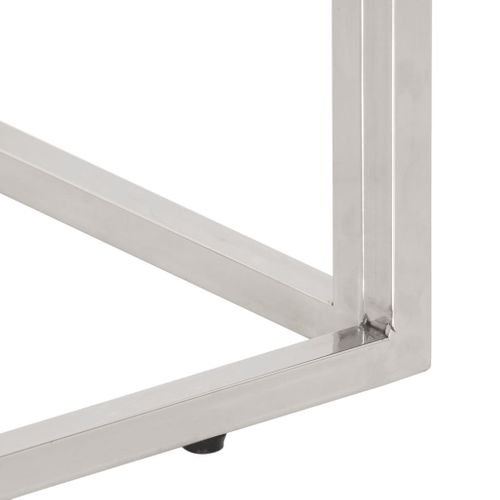 Table Console - Table D'entrée Argenté Acier Inoxydable Et Bois De Mélèze Massif