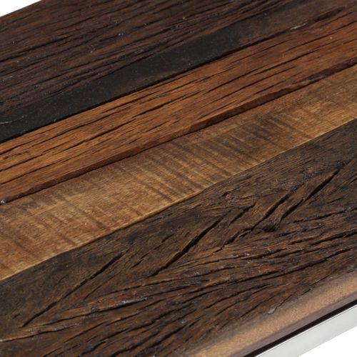 Table Console - Table D'entrée Argenté Acier Inoxydable Et Bois De Mélèze Massif