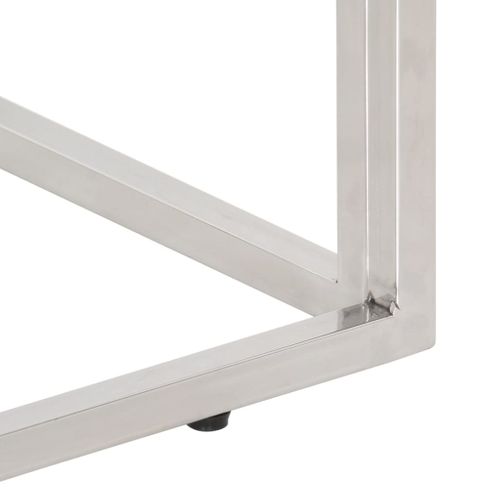 Table Console - Table D'entrée Argenté Acier Inoxydable Et Bois De Mélèze Massif
