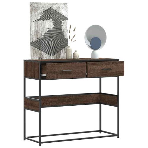 Table Console - Table D'entrée Chêne Marron 90x35x80 Cm Bois D'ingénierie
