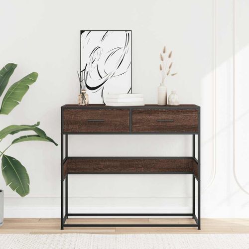 Table Console - Table D'entrée Chêne Marron 90x35x80 Cm Bois D'ingénierie