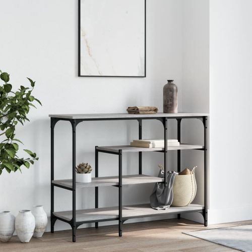 Table Console - Table D'entrée Avec Étagères Sonoma Gris 100x35x75 Cm