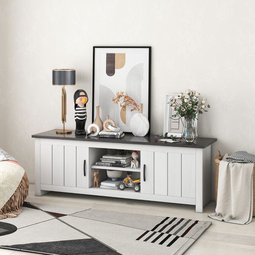 Meuble TV Banc TV Avce 4 Compartiments 2 Portes Pour Salon Chambre - 145x39,5x49,5 Cm Brun