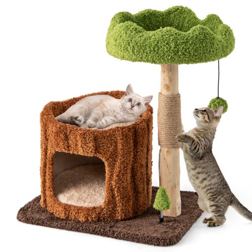 Arbre à Chat Avec Griffoirs Recouverts De Sisal Perchoir Supérieur Plateforme Ronde Jouet