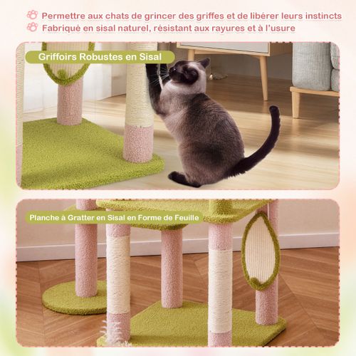 Arbre à Chat De 148 Cm De Hauteur Tour Pour Chat Esthétique à Plusieurs Niveaux Avec Perchoir