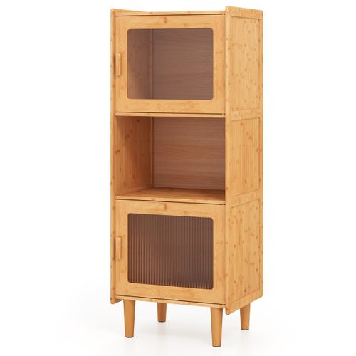 Buffet De Cuisine, Armoire De Cuisine Avec 2 Portes En Acrylique - 49,5x40x130cm Naturel