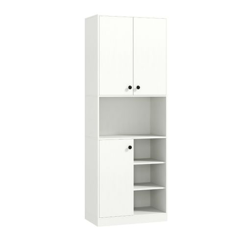 Buffet De Cuisine, Armoire De Cuisine Moderne De 166 Cm Avec Support Pour Micro-ondes Blanc