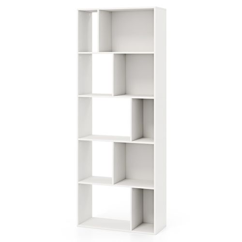 Bibliothèque, Étagère, Meuble De Rangement à 5 Niveaux - 60x25x160 Cm Blanc Bois