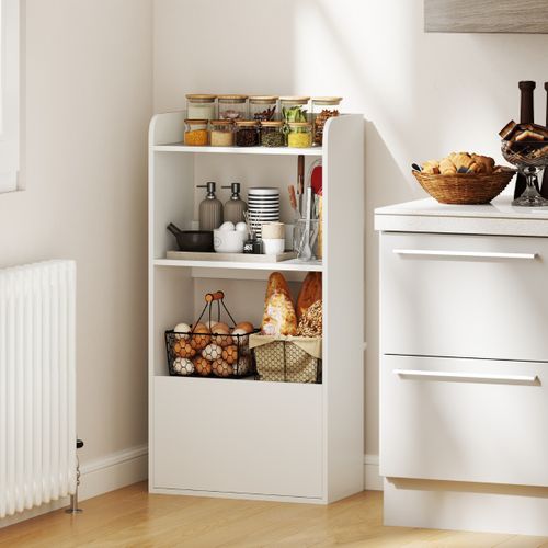 Bibliothèque, Étagère, Meuble De Rangement Autoportante Avec 1 Tiroir - 55x29x105cm Blanc