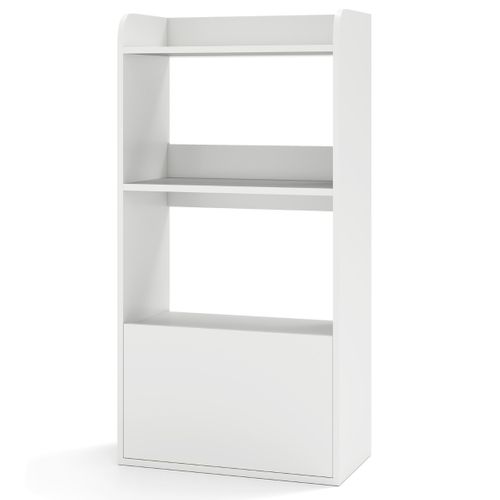 Bibliothèque, Étagère, Meuble De Rangement Autoportante Avec 1 Tiroir - 55x29x105cm Blanc