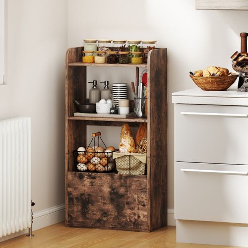 Bibliothèque, Étagère, Meuble De Rangement Autoportante Avec 1 Tiroir Marron Rustique