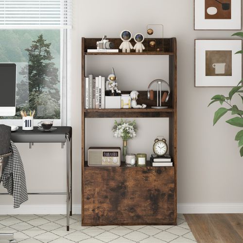 Bibliothèque, Étagère, Meuble De Rangement Autoportante Avec 1 Tiroir Marron Rustique