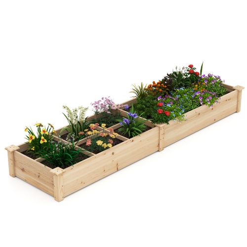 Jardinière Surélevée En Bois Avec 2 Bacs à Fleurs Et Séparateurs Lit De Jardin Pour Culture Fruits