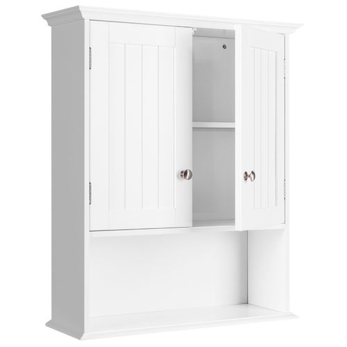 Armoire à Pharmacie Armoire De Salle De Bain Murale Avec 2 Portes 60x19x71cm Blanc