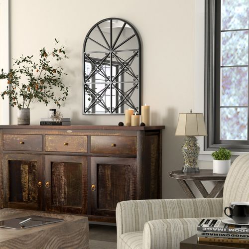 Miroir à Fenêtre Arquée 58 X 87 Cm Miroir Mural Avec Cadre En Métal Miroir De Décoration