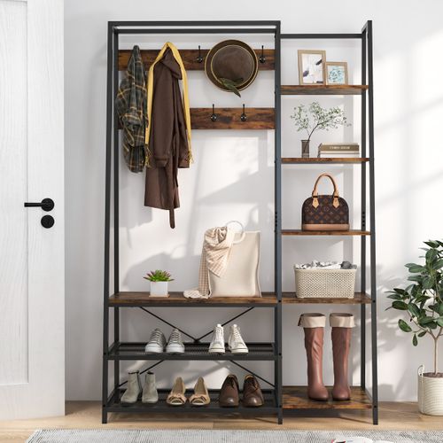 Vestiaire Porte-manteau Avec Banc De Rangement 118 X 40 X 180 Cm 5 Etagères Latérales