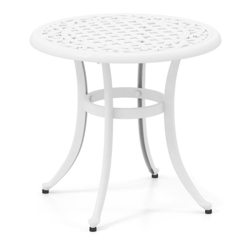Table D'extérieure Table Basse De Jardin En Fonte D'aluminium Repose-pieds Réglables Blanc