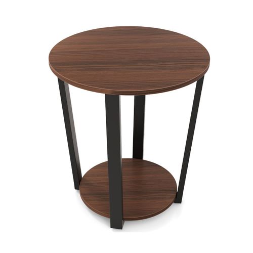 Table D'appoint Bout De Canapé à 2 Niveaux En Bois Cadre En Métal Utilisation Polyvalente