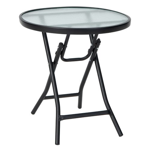 Table De Jardin Pliante Φ46x47cm En Verreetacier Pour Intérieur Extérieur Charge 50 Kg Noir