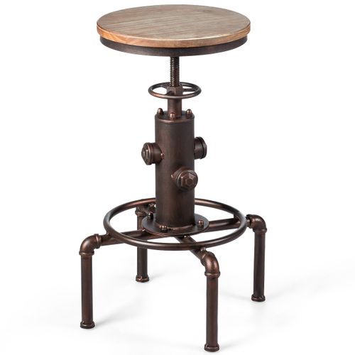 Tabouret De Bar Chaise De Bar Industriel Vintage Hauteur Réglable 60-75cm Avec Repose-pied