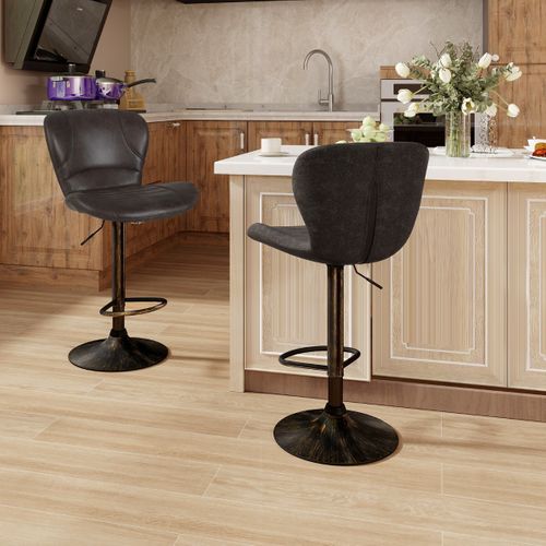 Lot De 2 Tabourets De Bar Chaises Haute De Bar Pivotants Industrielle Avec Repose-pieds