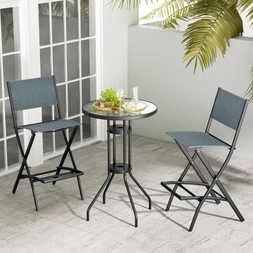 Lot De 2 Tabourets De Bar Chaises De Bar En Textilène Conception Pliable Patins Antidérapants