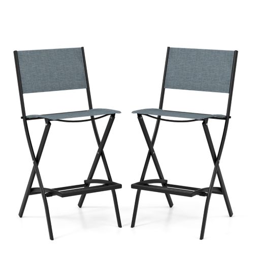 Lot De 2 Tabourets De Bar Chaises De Bar En Textilène Conception Pliable Patins Antidérapants