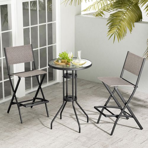 Lot De 2 Tabourets De Bar Chaises De Bar En Textilène Conception Pliable Patins Antidérapants
