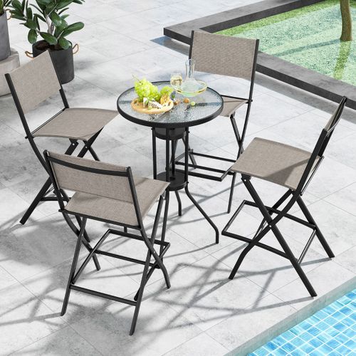 Lot De 2 Tabourets De Bar Chaises De Bar En Textilène Conception Pliable Patins Antidérapants