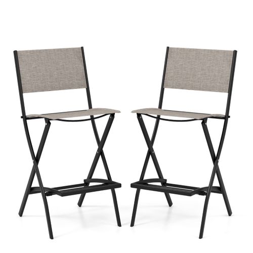Lot De 2 Tabourets De Bar Chaises De Bar En Textilène Conception Pliable Patins Antidérapants