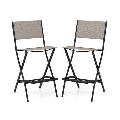 Lot De 2 Tabourets De Bar Chaises De Bar En Textilène Conception Pliable Patins Antidérapants