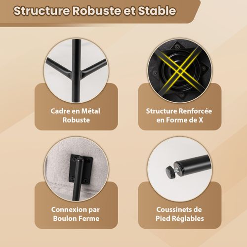 Lot De 2 Tabourets De Bar De 63,5 Cm Pivotants à Hauteur De Comptoir Siège Et Dossier Rembourrés