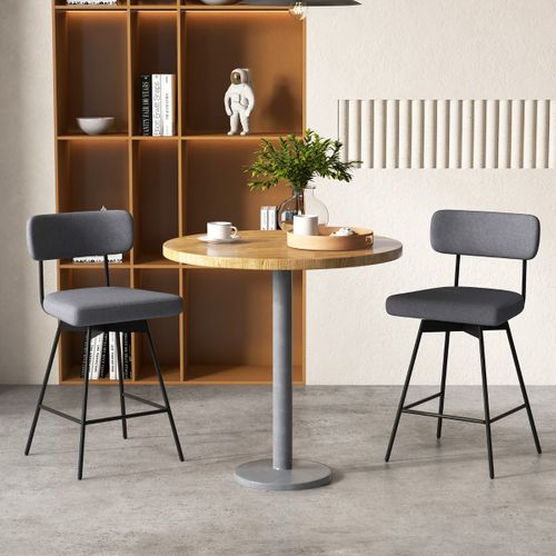 Lot De 2 Tabourets De Bar De 63,5 Cm Pivotants à Hauteur De Comptoir Siège Et Dossier Rembourrés