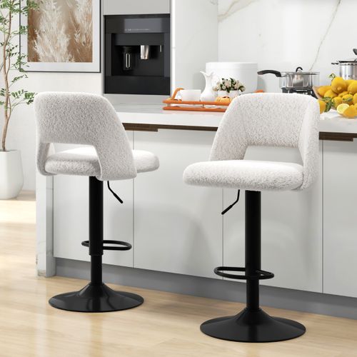 Lot De 2 Tabourets De Bar Chaises De Bar Pivotants Réglables Avec Dossiers Et Repose-pieds