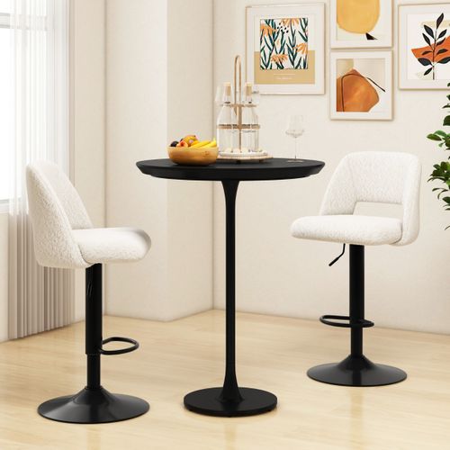 Lot De 2 Tabourets De Bar Chaises De Bar Pivotants Réglables Avec Dossiers Et Repose-pieds