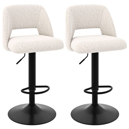 Lot De 2 Tabourets De Bar Chaises De Bar Pivotants Réglables Avec Dossiers Et Repose-pieds
