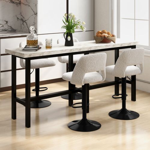 Lot De 2 Tabourets De Bar Chaises De Bar Pivotants Réglables Avec Dossiers Et Repose-pieds
