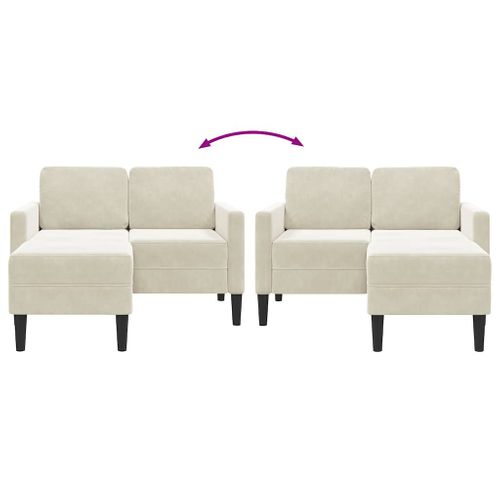 Canapé 2 Places - Canapé Angle - Canapé Droit Avec Méridienne En L Crème 125 Cm Velours