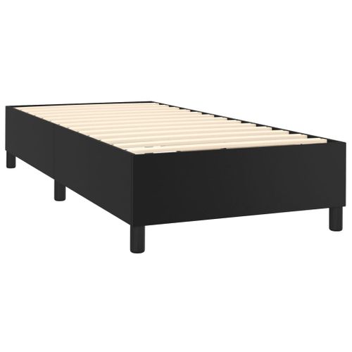 Lit Contemporain Lit Simple - Sommier à Lattes De Lit Avec Matelas Noir 80x200cm Similicuir