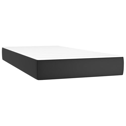 Lit Contemporain Lit Simple - Sommier à Lattes De Lit Avec Matelas Noir 80x200cm Similicuir