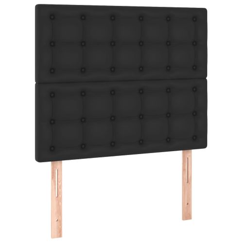 Lit Contemporain Lit Simple - Sommier à Lattes De Lit Avec Matelas Noir 80x200cm Similicuir