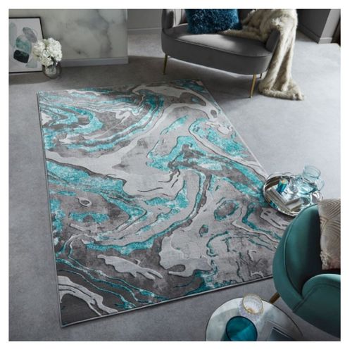 Tapis De Salon Sire En Polypropylène - Bleu Turquoise - 240x340 Cm