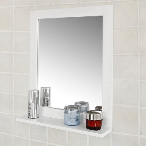 Miroir Mural Meuble Salle De Bain Avec 1 Étage Plateau L40xp10xh49cm, Frg129-w
