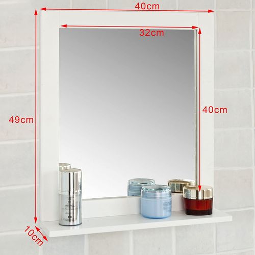 Miroir Mural Meuble Salle De Bain Avec 1 Étage Plateau L40xp10xh49cm, Frg129-w