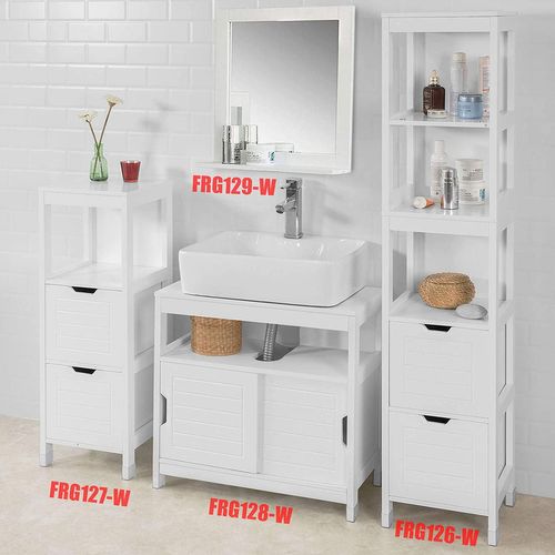 Miroir Mural Meuble Salle De Bain Avec 1 Étage Plateau L40xp10xh49cm, Frg129-w