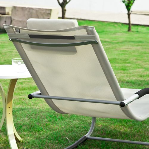 Bain De Soleil Chaise Longue Fauteuil à Bascule Avec Appui-tête Et Pochette Latérale, Ogs28-mi