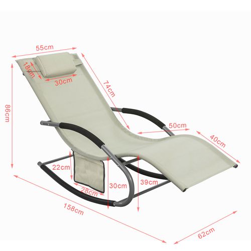Bain De Soleil Chaise Longue Fauteuil à Bascule Avec Appui-tête Et Pochette Latérale, Ogs28-mi