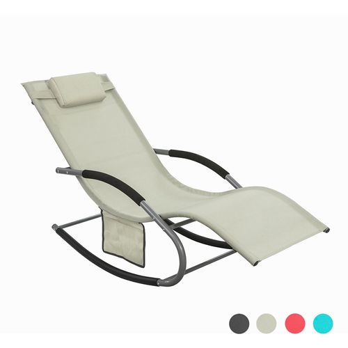 Bain De Soleil Chaise Longue Fauteuil à Bascule Avec Appui-tête Et Pochette Latérale, Ogs28-mi