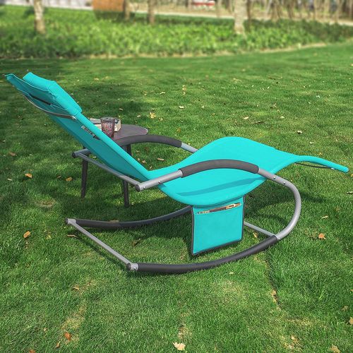 Bain De Soleil Chaise Longue Fauteuil à Bascule Avec Appui-tête Et Pochette Latérale, Ogs28-hb